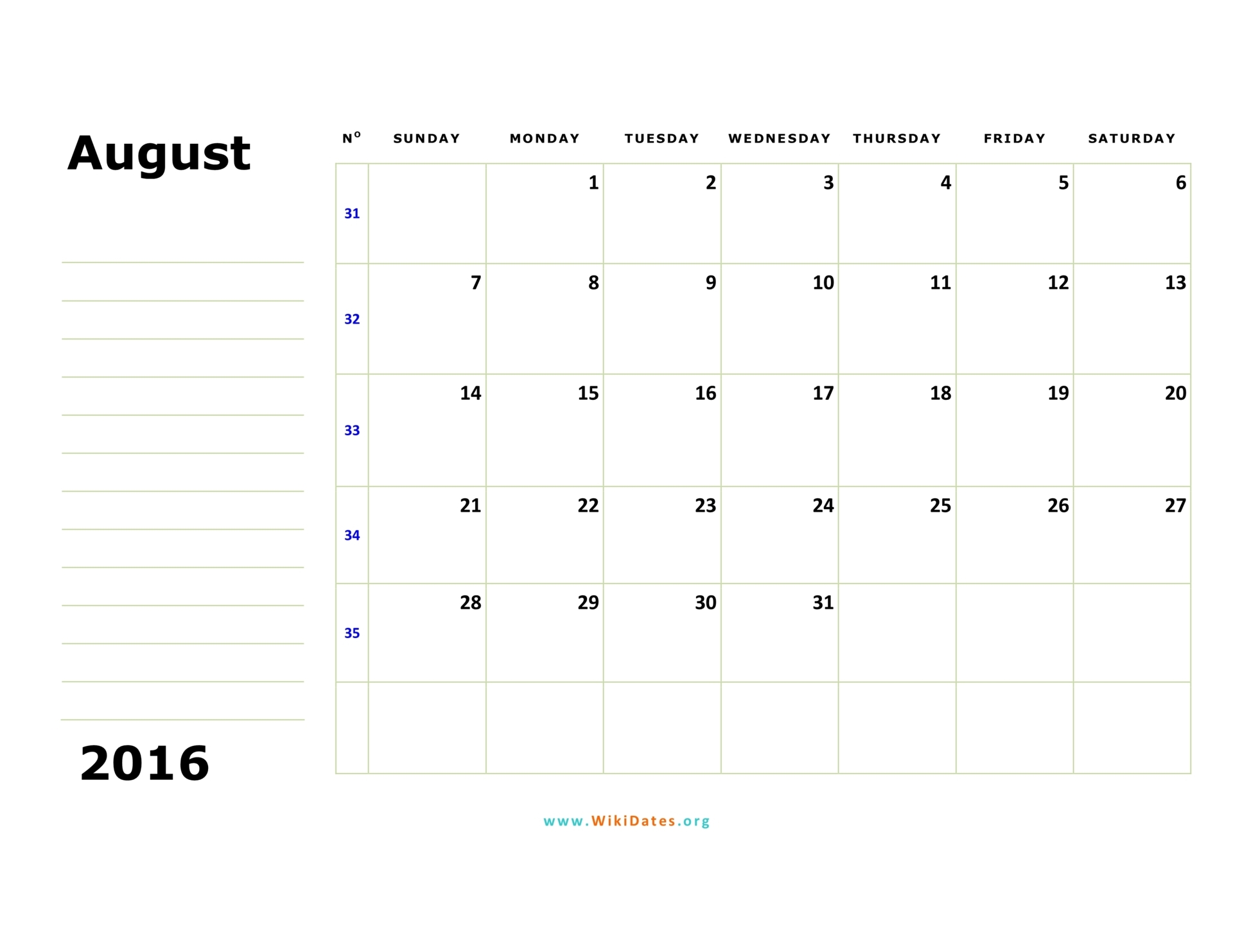 2016 calendar year pdf